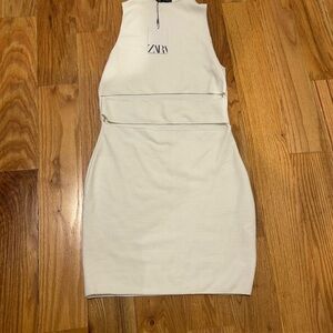 Zara White Halter Bodycon Mini Dress